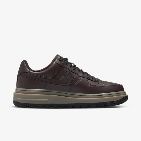 Brown / Black / Dark Brown Men's Nike Air Force 1 Luxe Sneakers | NK548JQT