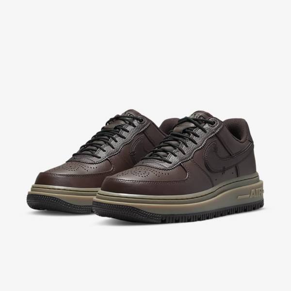 Brown / Black / Dark Brown Men's Nike Air Force 1 Luxe Sneakers | NK548JQT