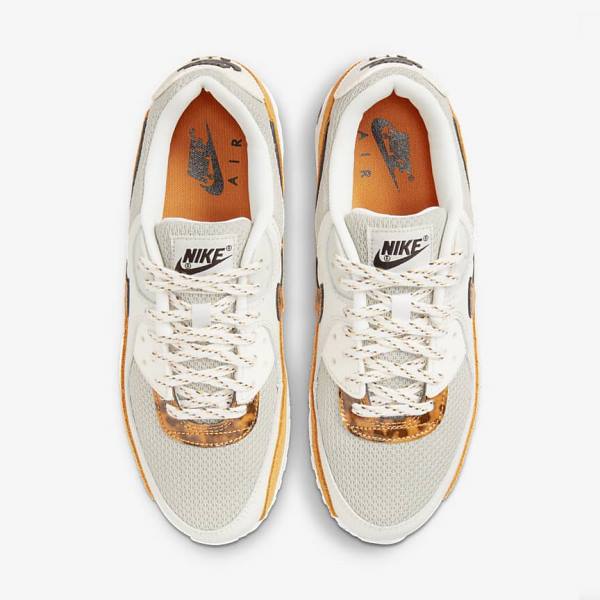 Brown / Light Beige / Yellow Women's Nike Air Max 90 Sneakers | NK409AJV