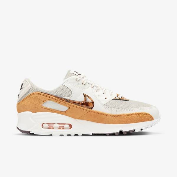 Brown / Light Beige / Yellow Women\'s Nike Air Max 90 Sneakers | NK409AJV