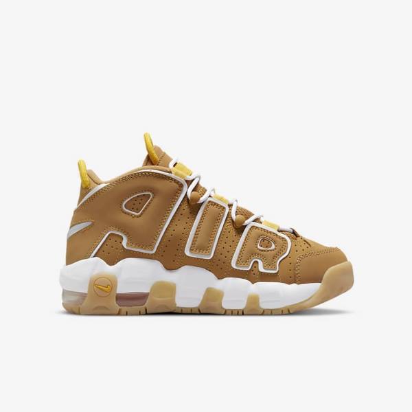 Brown / Light Brown / White Kids' Nike Air More Uptempo Older Sneakers | NK745UWP