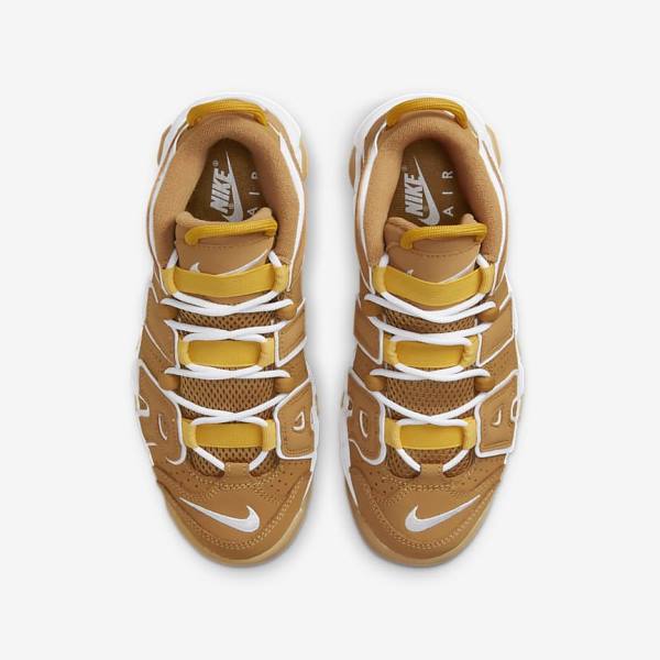 Brown / Light Brown / White Kids' Nike Air More Uptempo Older Sneakers | NK745UWP