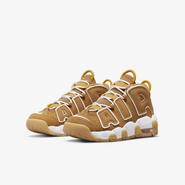 Brown / Light Brown / White Kids' Nike Air More Uptempo Older Sneakers | NK745UWP