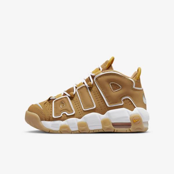 Brown / Light Brown / White Kids\' Nike Air More Uptempo Older Sneakers | NK745UWP