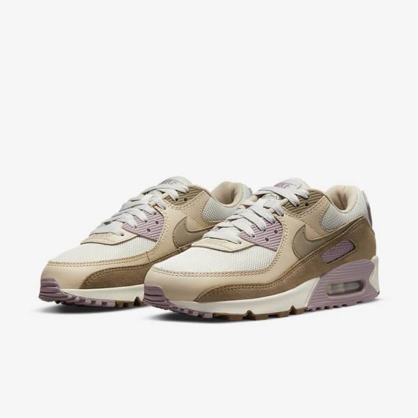 Brown / Light Purple / Khaki Women's Nike Air Max 90 Sneakers | NK948GAX