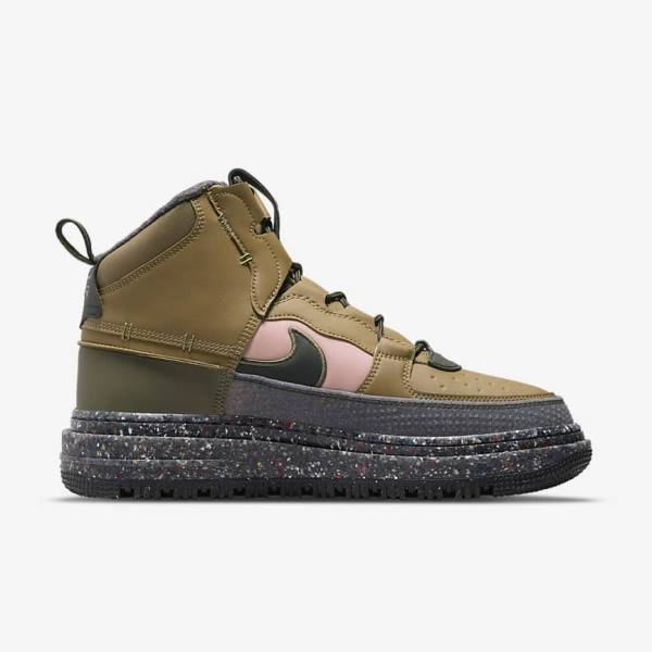 Brown / Olive / Pink Men's Nike Air Force 1 Boot Sneakers | NK728AZW