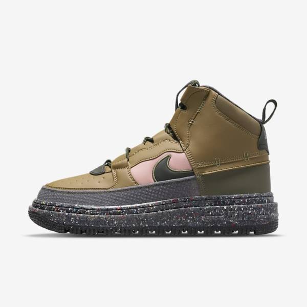 Brown / Olive / Pink Men\'s Nike Air Force 1 Boot Sneakers | NK728AZW