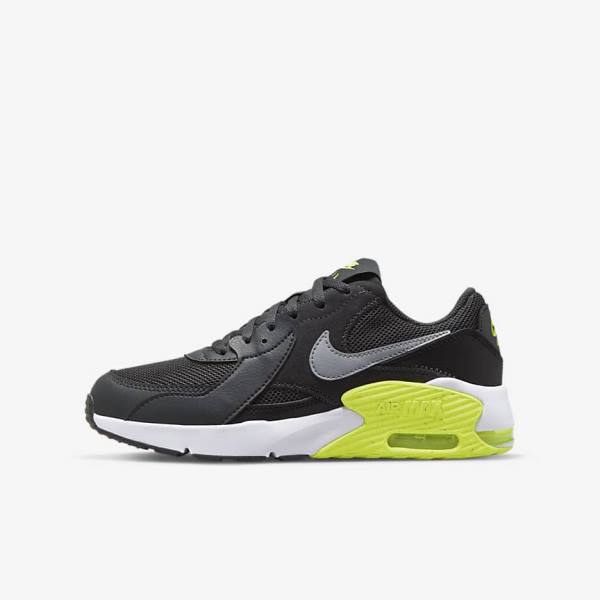 Dark Grey / Black / Grey Kids\' Nike Air Max Excee Older Sneakers | NK072PIG