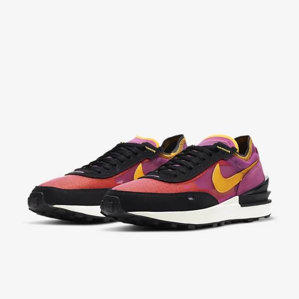 Fuchsia / Black / Gold Men's Nike Waffle One Sneakers | NK762DSW