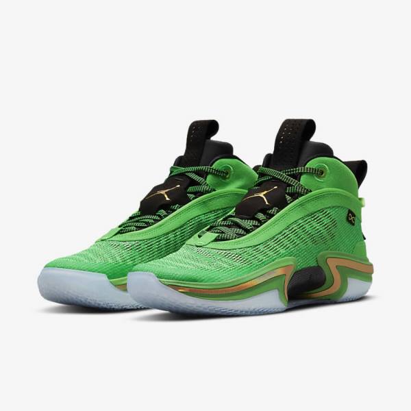 Green / Black / Light Green / Metal Gold Men's Nike Air Jordan XXXVI Jordan Shoes | NK165FOK