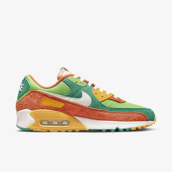 Green / Orange / Green Men's Nike Air Max 90 SE Sneakers | NK039EYT