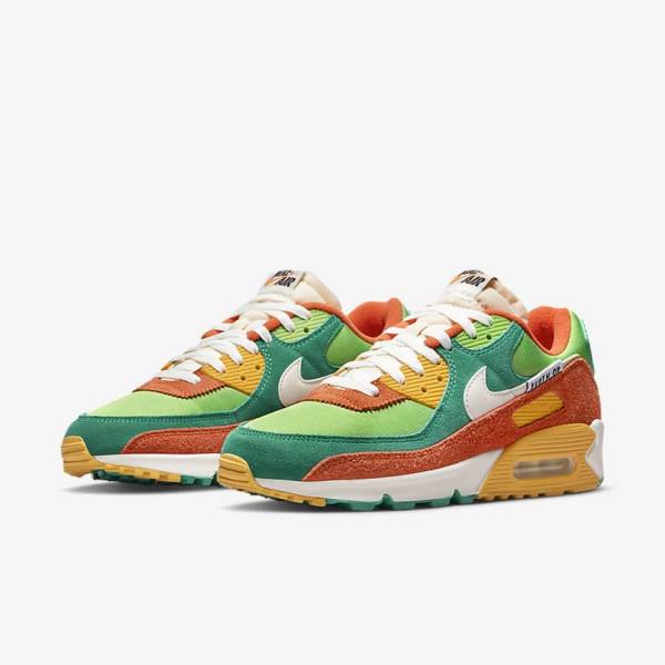 Green / Orange / Green Men's Nike Air Max 90 SE Sneakers | NK039EYT