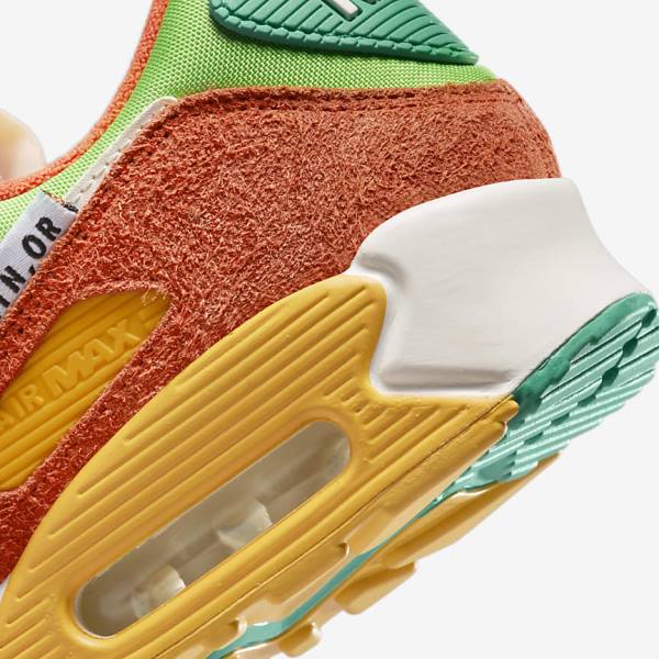 Green / Orange / Green Men's Nike Air Max 90 SE Sneakers | NK039EYT