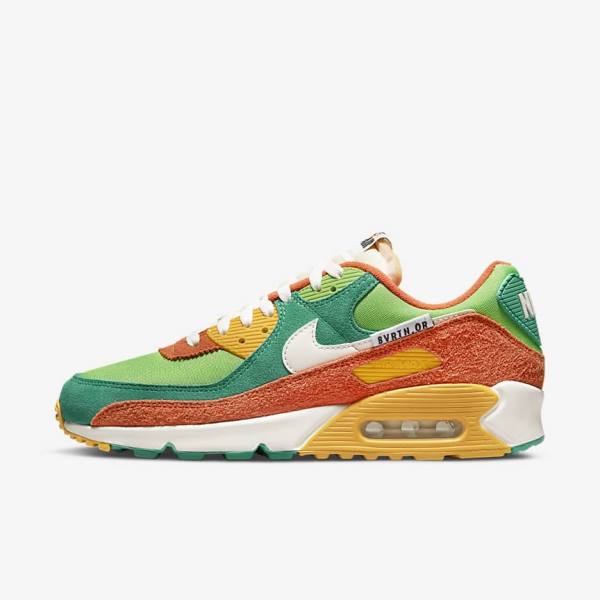 Green / Orange / Green Men\'s Nike Air Max 90 SE Sneakers | NK039EYT