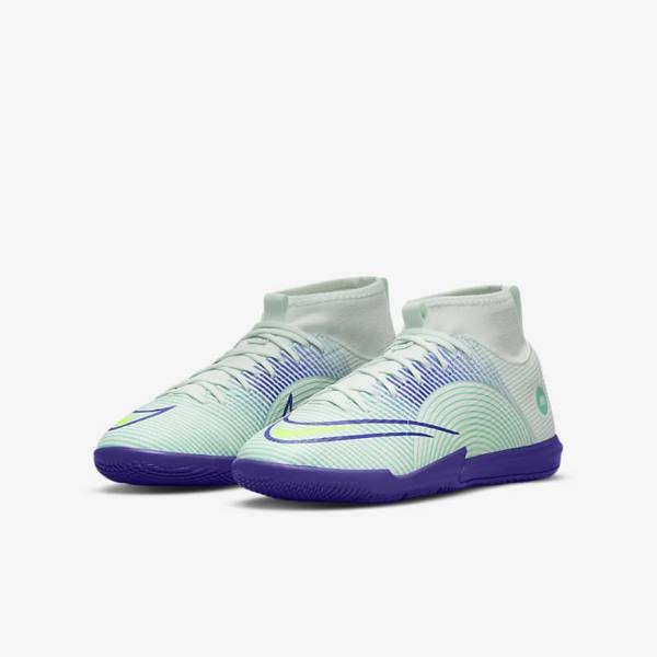 Green / Purple / Green Kids' Nike Jr. Mercurial Dream Speed Superfly 8 Academy IC Indoor Court Football Shoes | NK586WBS