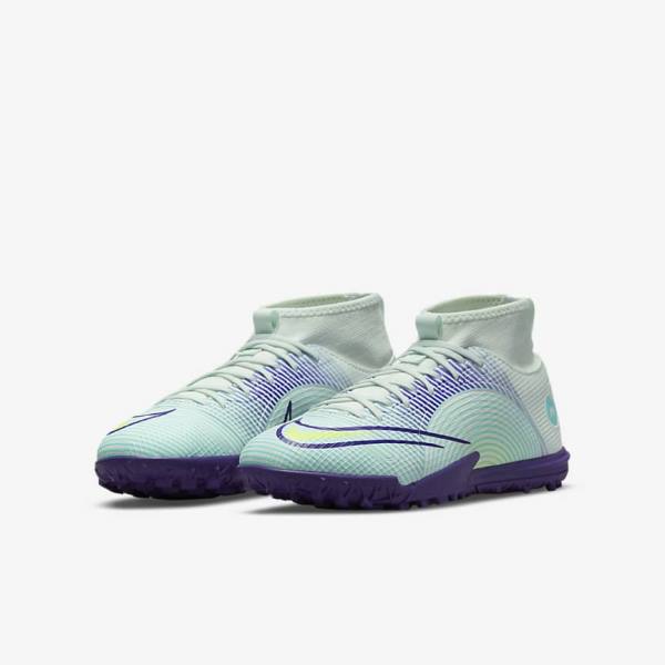 Green / Purple / Green Kids' Nike Jr. Mercurial Dream Speed Superfly 8 Academy TF Turf Football Shoes | NK920VPA