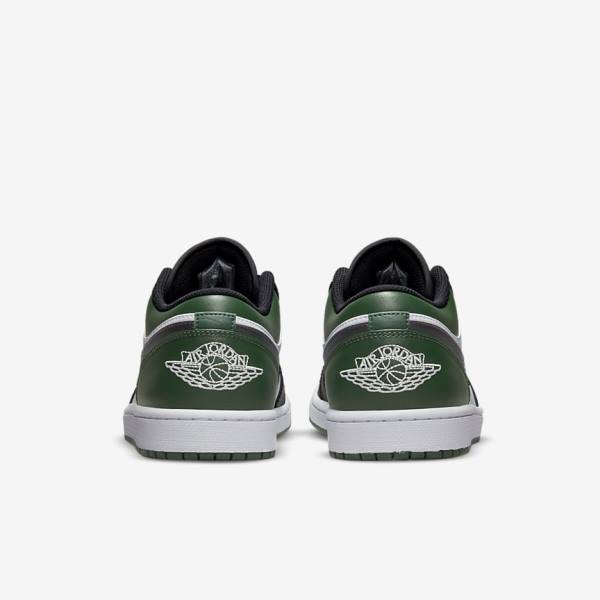 Green / White / Black Men's Nike Air Jordan 1 Low Sneakers | NK674YOF