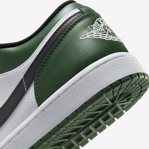 Green / White / Black Men's Nike Air Jordan 1 Low Sneakers | NK674YOF