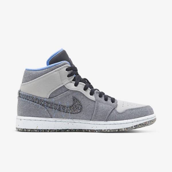 Grey / Black / Blue Men's Nike Air Jordan 1 Mid SE Jordan Shoes | NK237MVP