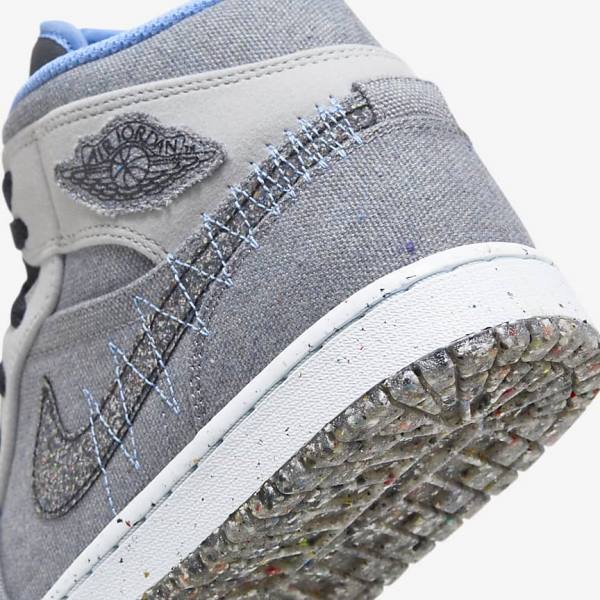 Grey / Black / Blue Men's Nike Air Jordan 1 Mid SE Sneakers | NK301ARN