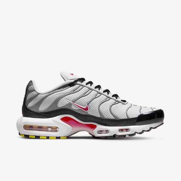 Grey / Black / Red Men's Nike Air Max Plus Sneakers | NK642RUV