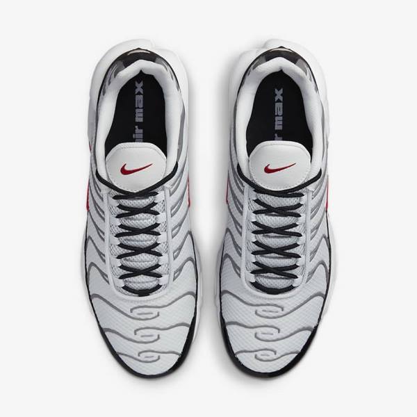 Grey / Black / Red Men's Nike Air Max Plus Sneakers | NK642RUV