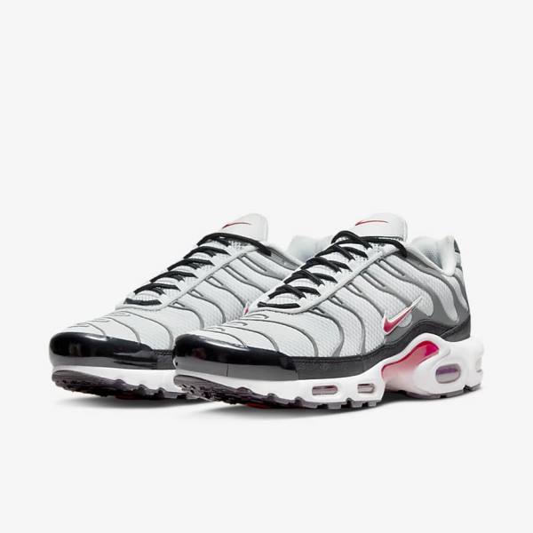 Grey / Black / Red Men's Nike Air Max Plus Sneakers | NK642RUV