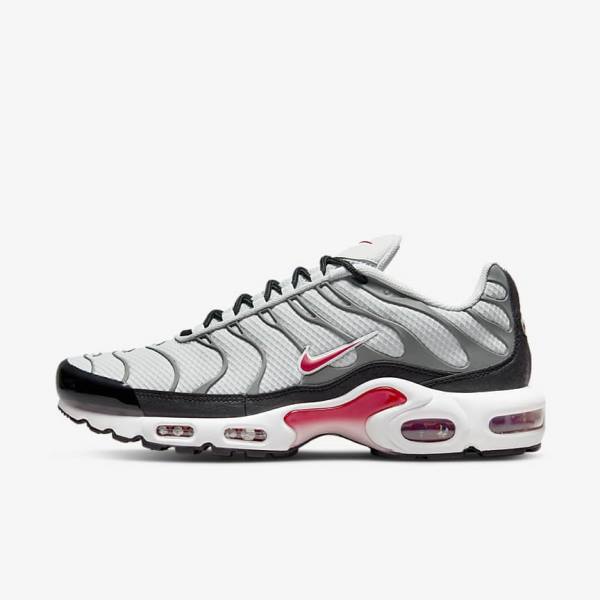 Grey / Black / Red Men\'s Nike Air Max Plus Sneakers | NK642RUV