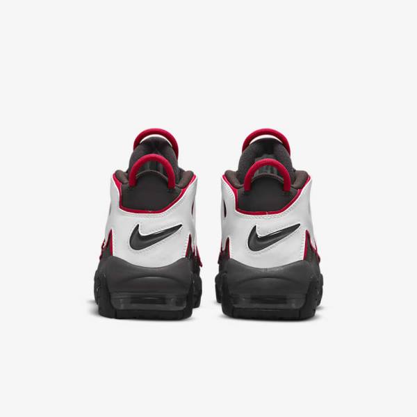 Grey / Black / Red / White Kids' Nike Air More Uptempo Older Sneakers | NK804VDF