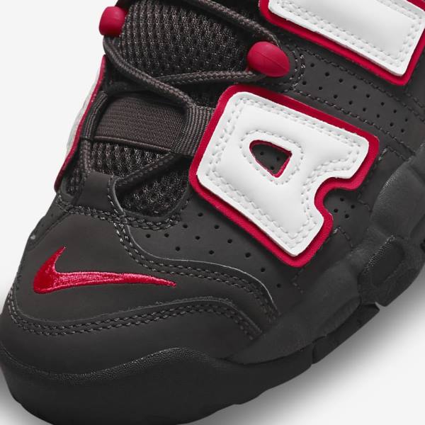 Grey / Black / Red / White Kids' Nike Air More Uptempo Older Sneakers | NK804VDF