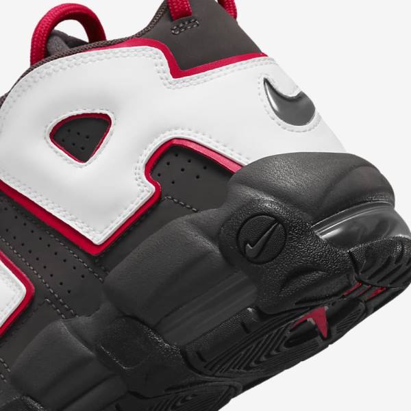 Grey / Black / Red / White Kids' Nike Air More Uptempo Older Sneakers | NK804VDF