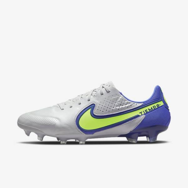 Grey / Blue Men\'s Nike Tiempo Legend 9 Elite FG Firm-Ground Football Shoes | NK652LFN