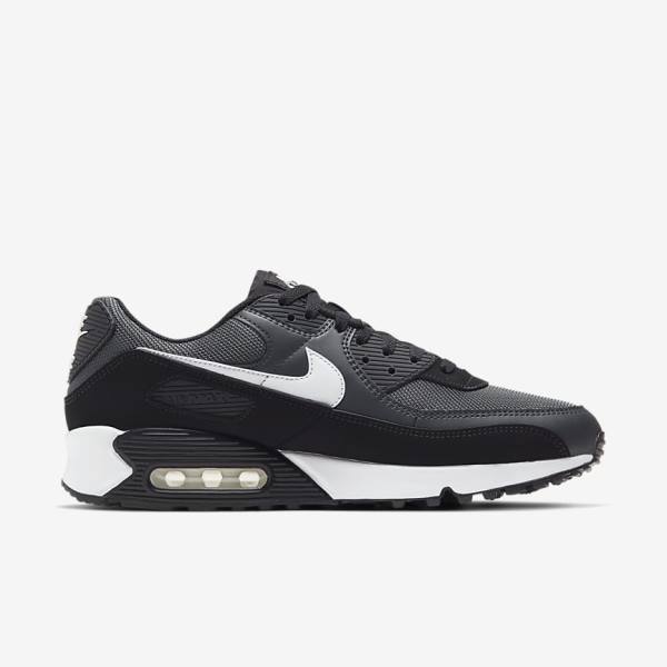 Grey / Dark Grey / Black / White Men's Nike Air Max 90 Sneakers | NK560QRX