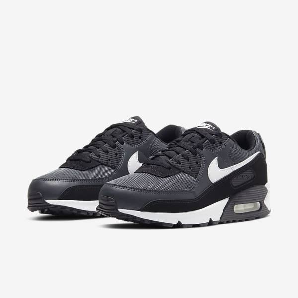 Grey / Dark Grey / Black / White Men's Nike Air Max 90 Sneakers | NK560QRX