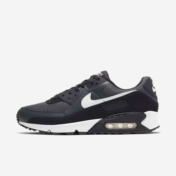 Grey / Dark Grey / Black / White Men\'s Nike Air Max 90 Sneakers | NK560QRX