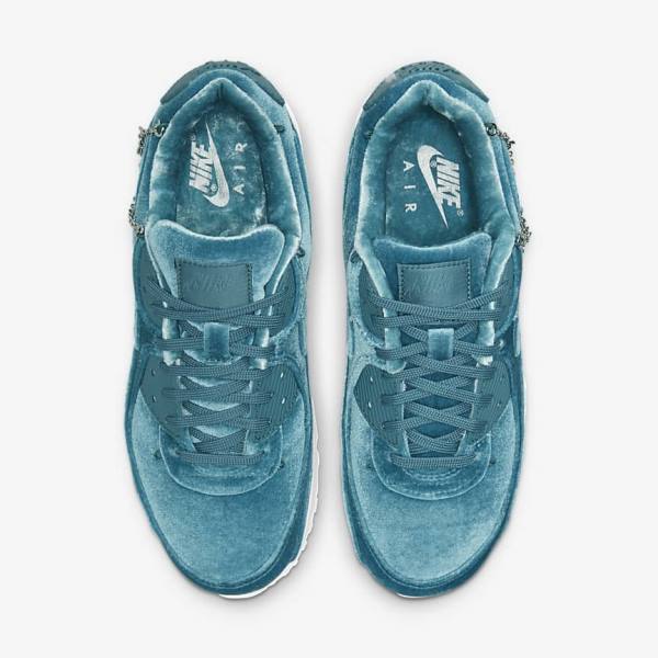 Grey Green / Metal Silver / White / Grey Green Women's Nike Air Max 90 Premium Sneakers | NK356NOR