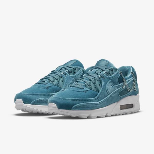 Grey Green / Metal Silver / White / Grey Green Women's Nike Air Max 90 Premium Sneakers | NK356NOR