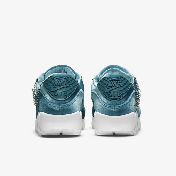 Grey Green / Metal Silver / White / Grey Green Women's Nike Air Max 90 Premium Sneakers | NK356NOR