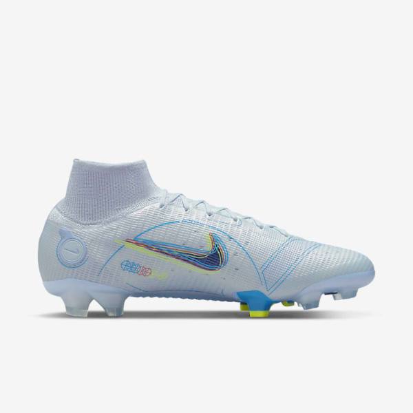 Grey / Light Blue / Blue Men's Nike Mercurial Superfly 8 Elite FG Firm-Grounds Football Shoes | NK750NZG