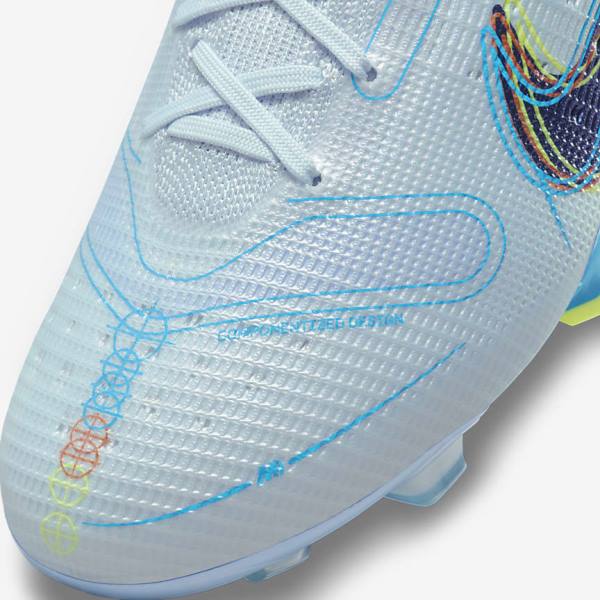 Grey / Light Blue / Blue Men's Nike Mercurial Superfly 8 Elite FG Firm-Grounds Football Shoes | NK750NZG