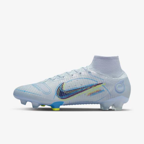 Grey / Light Blue / Blue Men\'s Nike Mercurial Superfly 8 Elite FG Firm-Grounds Football Shoes | NK750NZG