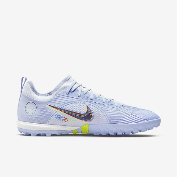 Grey / Light Blue / Blue Women's Nike Mercurial Air Zoom Vapor 14 Pro TF Turf Football Shoes | NK025CXW