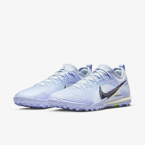 Grey / Light Blue / Blue Women's Nike Mercurial Air Zoom Vapor 14 Pro TF Turf Football Shoes | NK025CXW