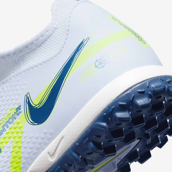 Grey / Light Blue / Dark Blue Kids' Nike Jr. Phantom GT2 Academy Dynamic Fit TF Older Turf Football Shoes | NK486UAK