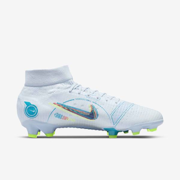 Grey / Light Blue / Dark Blue Men's Nike Mercurial Superfly 8 Pro FG Firm-Ground Football Shoes | NK214ACG