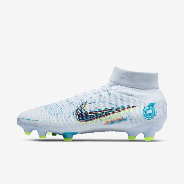 Grey / Light Blue / Dark Blue Men\'s Nike Mercurial Superfly 8 Pro FG Firm-Ground Football Shoes | NK214ACG