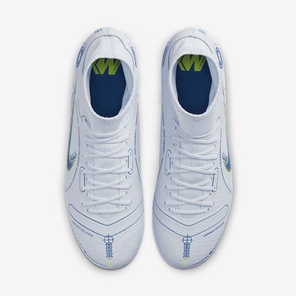 Grey / Light Blue / Dark Blue Men's Nike Mercurial Superfly 8 Academy AG Artificial-Grass Football Shoes | NK350LAW