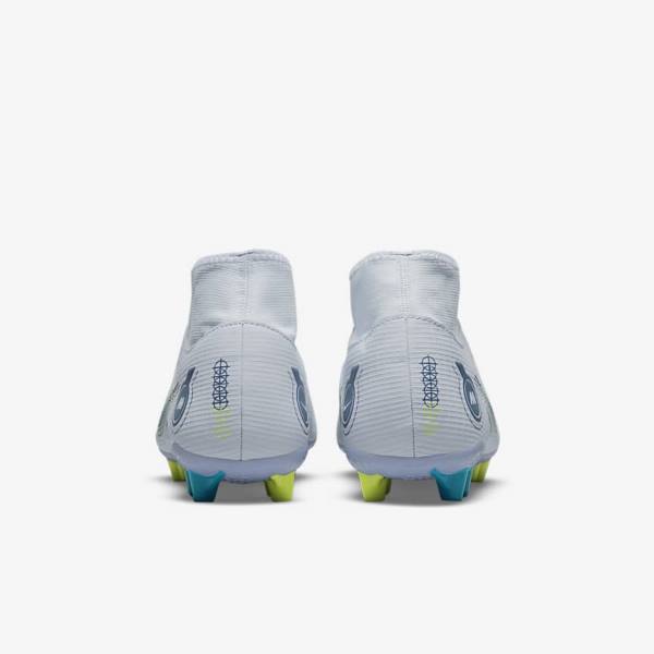 Grey / Light Blue / Dark Blue Men's Nike Mercurial Superfly 8 Academy AG Artificial-Grass Football Shoes | NK350LAW