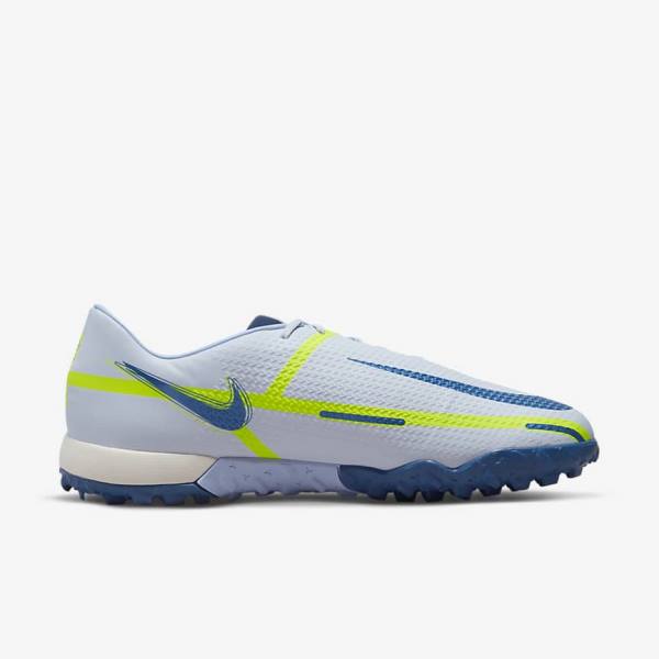 Grey / Light Blue / Dark Blue Men's Nike Phantom GT2 Academy TF Turf Football Shoes | NK581JAU