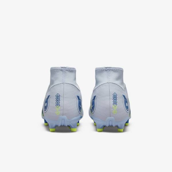 Grey / Light Blue / Dark Blue Men's Nike Mercurial Superfly 8 Academy MG Multi-Grounds Football Shoes | NK609PNQ